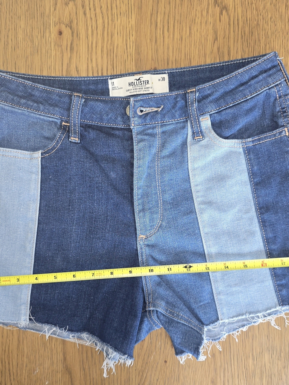 Hollister Women's Patchwork Denim Shorts - Blue